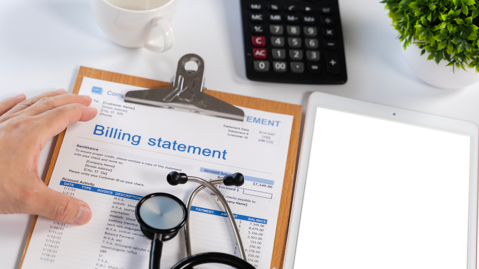 Medical billing specialist reviewing denial codes in an Explanation of Payment (EOP); Claim adjustment reason codes on a healthcare remittance advice; Revenue Cycle Management workflow for medical practices.